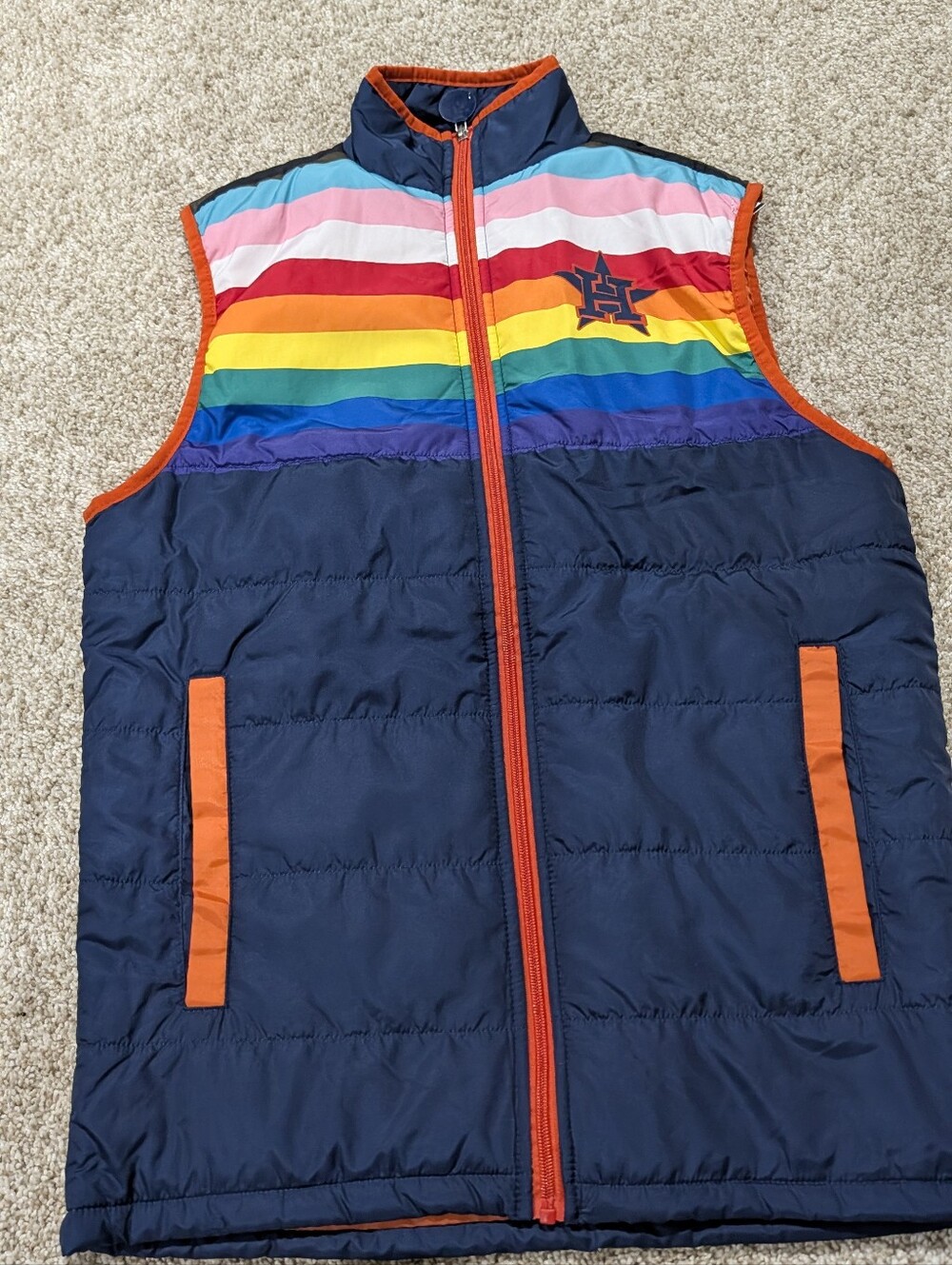 SmallHouston Astros Puffer Vest Pride Adult Size Small